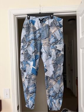 Blue Jean print Plaid pant